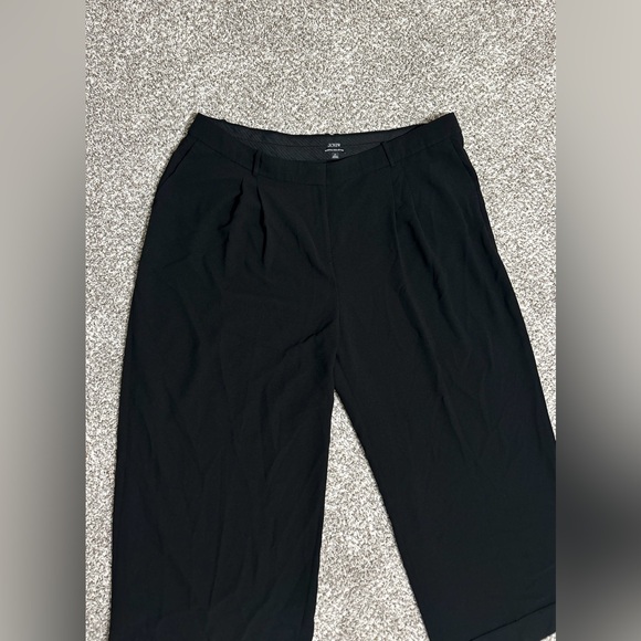 J Crew Women’s Essential Wide Leg Pant Pleated Front Size 24 Cuffed Hem Black - Picture 5 of 12